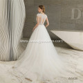 Latest 3D Flowers Flowing Lace Tulle Bridal flowing wedding dress